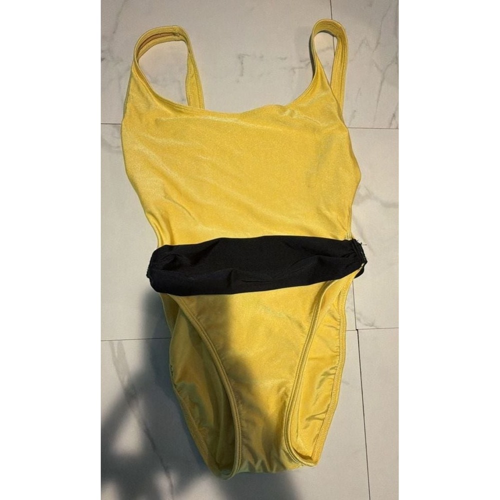La Blanca Vintage Yellow and Black One-Piece Swimsuit Size 10